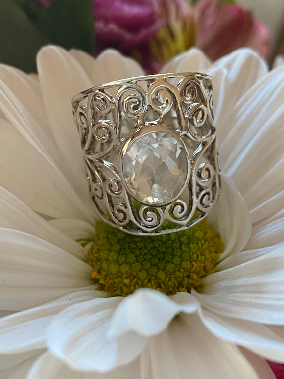 Clear Quartz Teardrop Ring - April Birthstone - Danique Jewelry